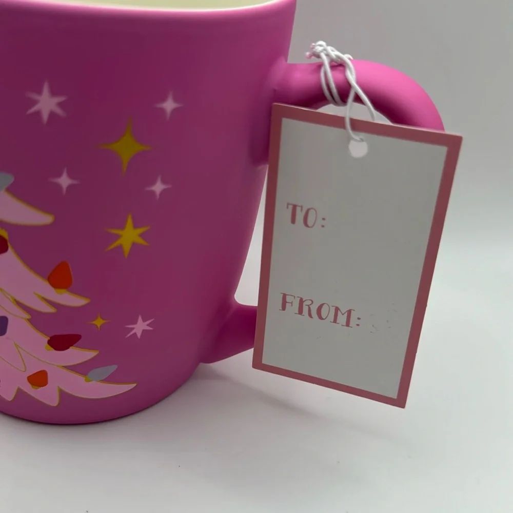 Hot‎ Pink Christmas Tree Soft Matte Touch Coffee Tea Mug NWT